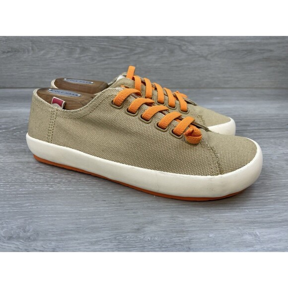 Camper Peu Rambla Women's Beige Canvas Sneaker 7.5 Lace Up Casual Comfort Shoes - Picture 1 of 11